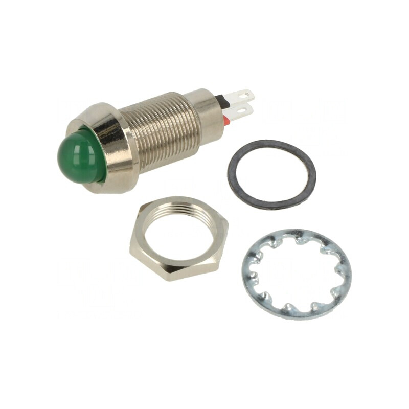 Lampa LED Verde 24-28VDC Ø12.7mm IP67 | Electronic-mag.ro | Componente Electronice