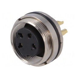 Conector M16 Soclu Mamă 4PIN 7A 250V Drept IP67 | Electronic-mag.ro | Componente Electronice