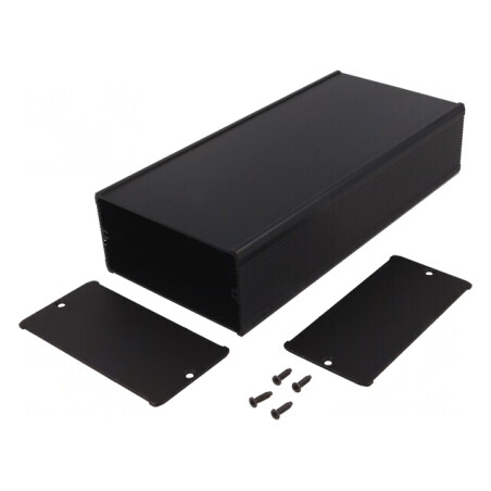 Carcasă aluminiu neagră TUF 105mm x 220mm x 52mm | Electronic-mag.ro | Componente Electronice
