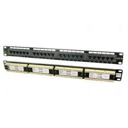 Patch panel | neagră | RJ45 | Număr porturi: 24 | Cat: 6 | NP0004