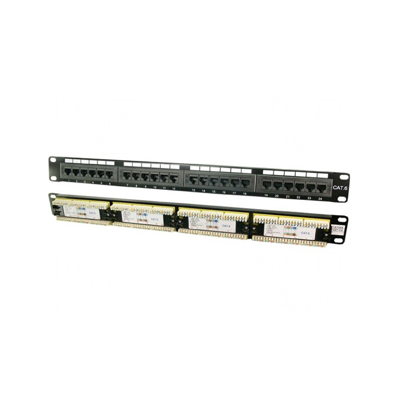 Patch Panel Negru RJ45 24 Porturi Cat 6 | Electronic-mag.ro | Componente Electronice