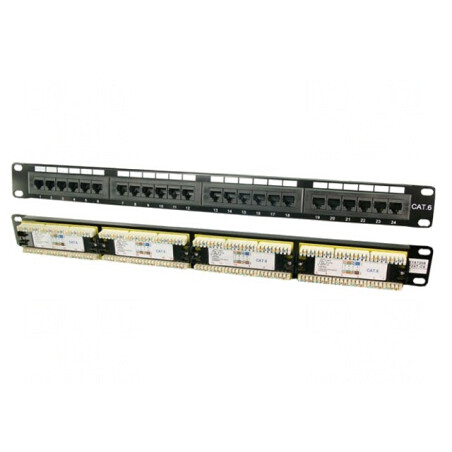 Patch Panel Negru RJ45 24 Porturi Cat 6 | Electronic-mag.ro | Componente Electronice