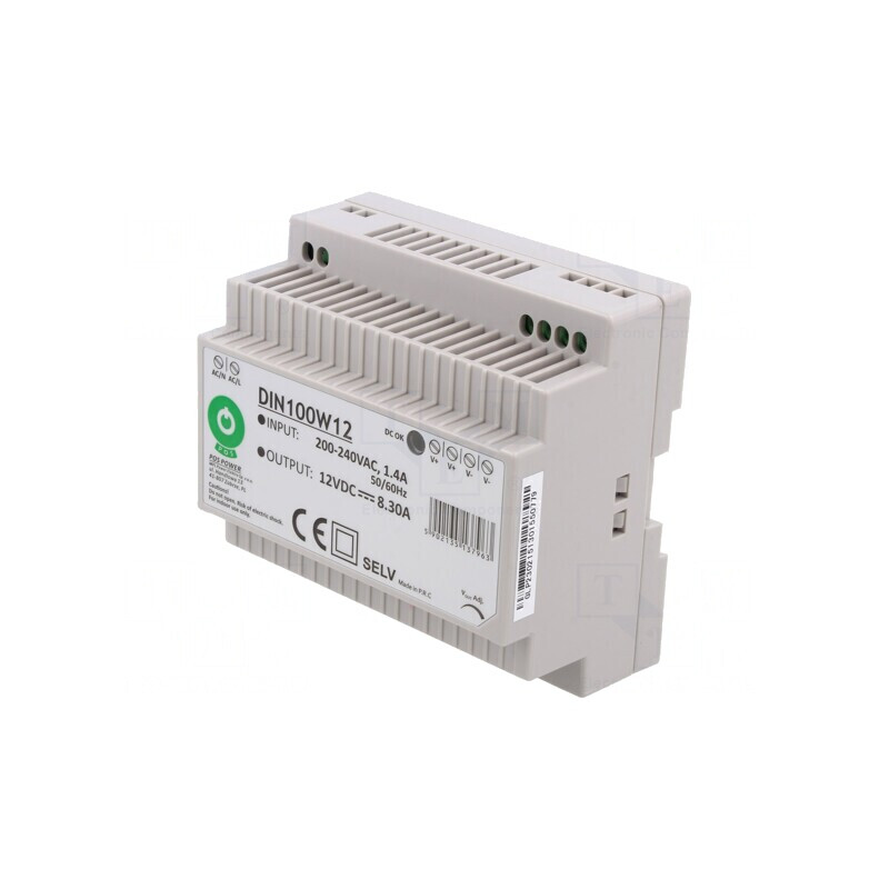 Alimentator Pulsatoriu 100W 12VDC pentru Șină DIN | Electronic-mag.ro | Componente Electronice
