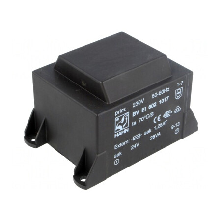 Transformator Încapsulat 28VA 230V 24V 1167mA PCB BVEI | Electronic-mag.ro | Componente Electronice