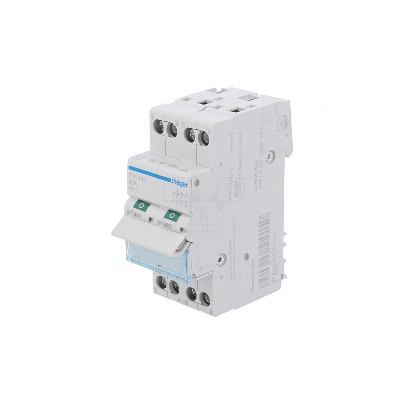 Întrerupător separator 4 poli șină DIN 32A 400VAC SBN432 | Electronic-mag.ro | Componente Electronice