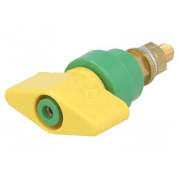 Clemă de laborator galben-verde 1kVDC 100A 81mm alamă | Electronic-mag.ro | Componente Electronice