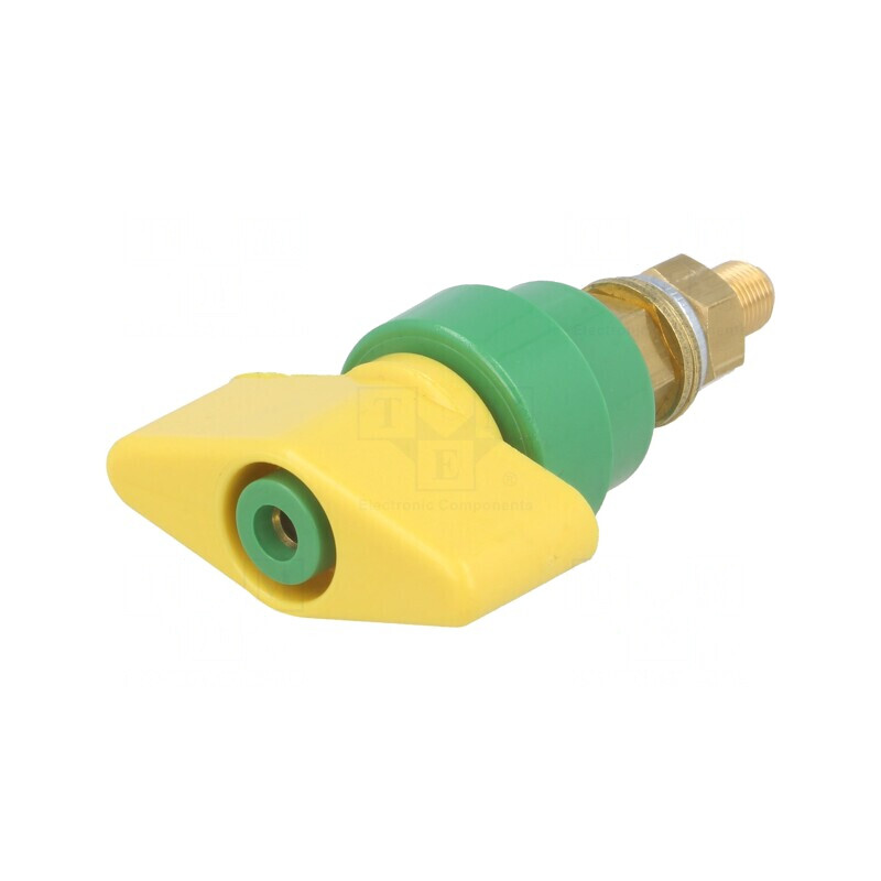 Clemă de laborator galben-verde 1kVDC 100A 81mm alamă | Electronic-mag.ro | Componente Electronice