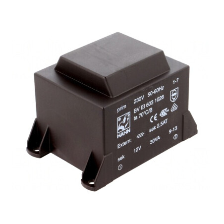 Transformator încapsulat 30VA 230V 12V 2.5A PCB | Electronic-mag.ro | Componente Electronice