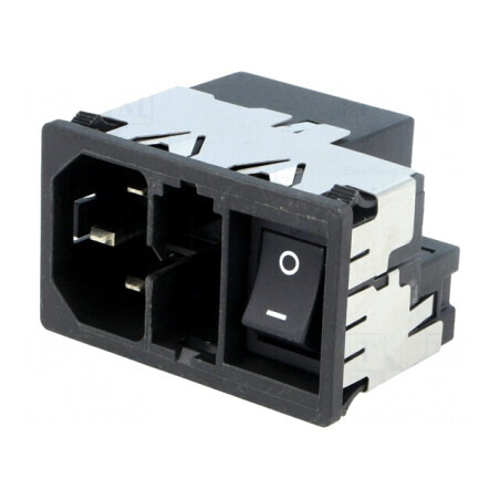 Conector alimentare AC soclu tată 4A 250VAC IEC 60320 KMF | Electronic-mag.ro | Componente Electronice