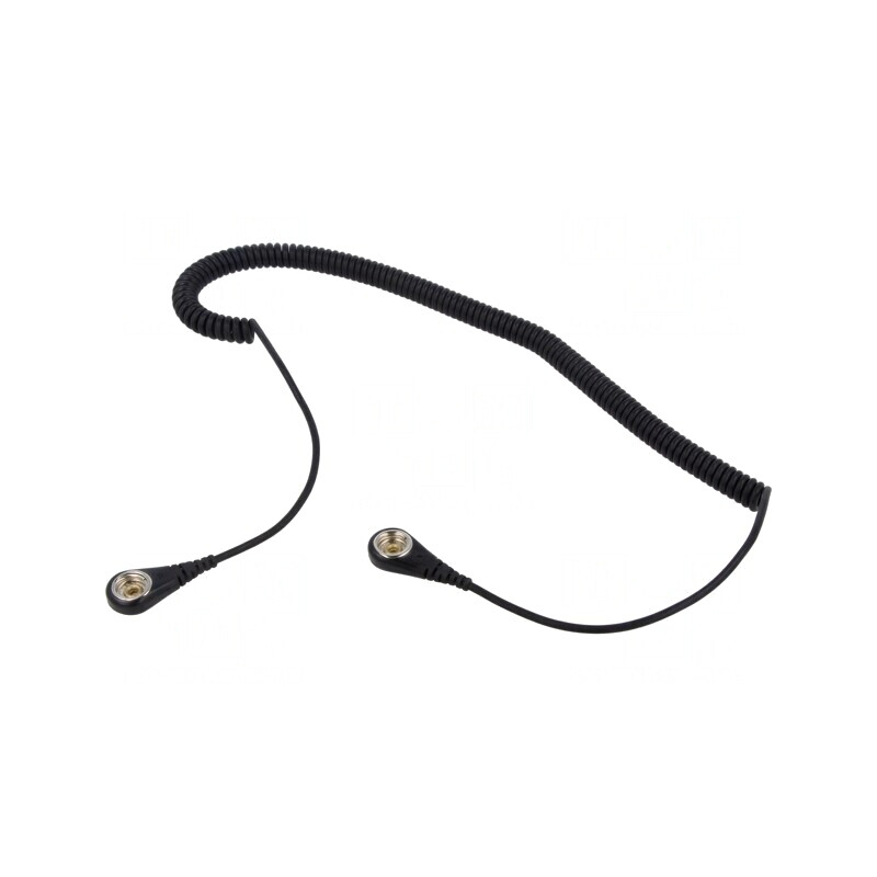 Cablu de conexiune ESD spiralat negru 1,8m 1MΩ | Electronic-mag.ro | Componente Electronice