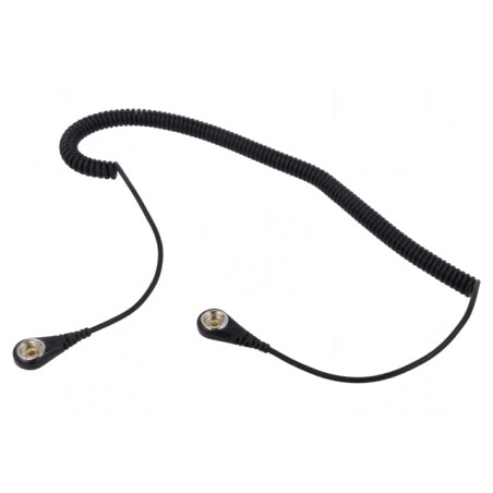 Cablu de conexiune ESD spiralat negru 1,8m 1MΩ | Electronic-mag.ro | Componente Electronice