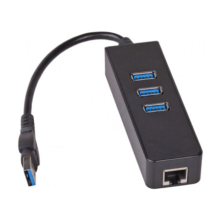 Adaptor USB 3.0 la Ethernet și Hub USB 3-Porturi 1000Mbps | Electronic-mag.ro | Componente Electronice