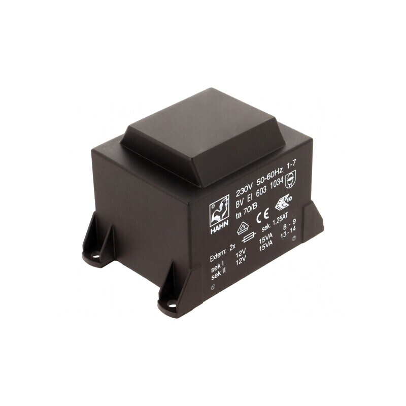 Transformator încapsulat 30VA 230VAC 12V 1,25A PCB | Electronic-mag.ro | Componente Electronice