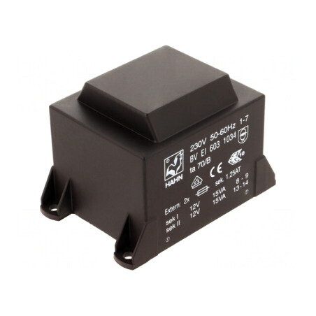 Transformator încapsulat 30VA 230VAC 12V 1,25A PCB | Electronic-mag.ro | Componente Electronice