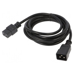 Cablu Alimentare 3m IEC C19 Mamă IEC C20 Tată Negru 15A | Electronic-mag.ro | Componente Electronice