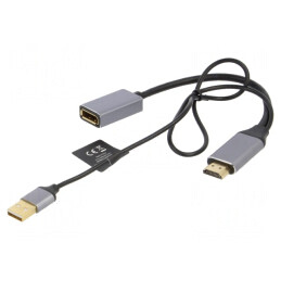 Adaptor | DisplayPort soclu,HDMI mufă,USB A mufă | 0,1m | A-HDMIM-DPF-02
