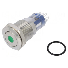 Comutator Anti-Vandalism DPDT Verde 3A 250VAC IP67 | Electronic-mag.ro | Componente Electronice