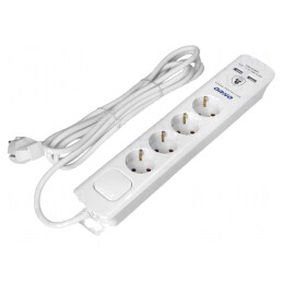 Prelungitor 4 Prize cu Protecție la Supratensiune 16A | Electronic-mag.ro | Componente Electronice