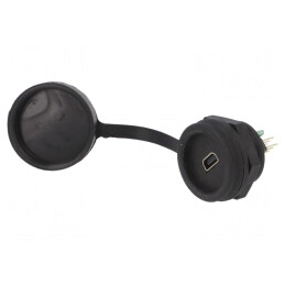 Soclu | USB B mini | 1310 | pt.montare pe panou,piuliţa din spate | 1310-1020-01
