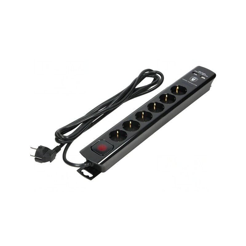 Prelungitor 6 prize cu protecție la supratensiune 16A | Electronic-mag.ro | Componente Electronice Prelungitor 6 prize cu protecție la supratensiune 16A | Electronic-mag.ro | Componente Electronice