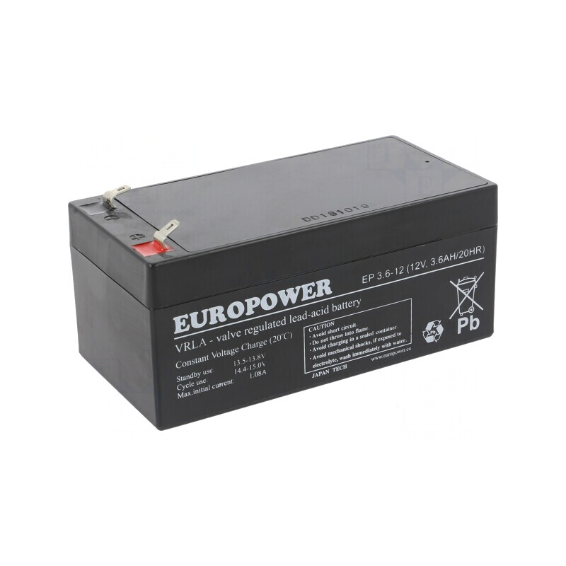 Baterie Plumb-Acid 12V 3.6Ah AGM Fără Întreținere | Electronic-mag.ro | Componente Electronice Baterie Plumb-Acid 12V 3.6Ah AGM Fără Întreținere | Electronic-mag.ro | Componente Electronice