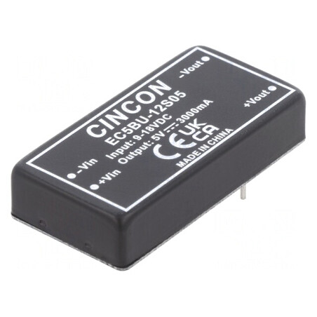 Convertor DC/DC 15W 9-18V la 5V 3000mA THT EC5BU-12S05 | Electronic-mag.ro | Componente Electronice