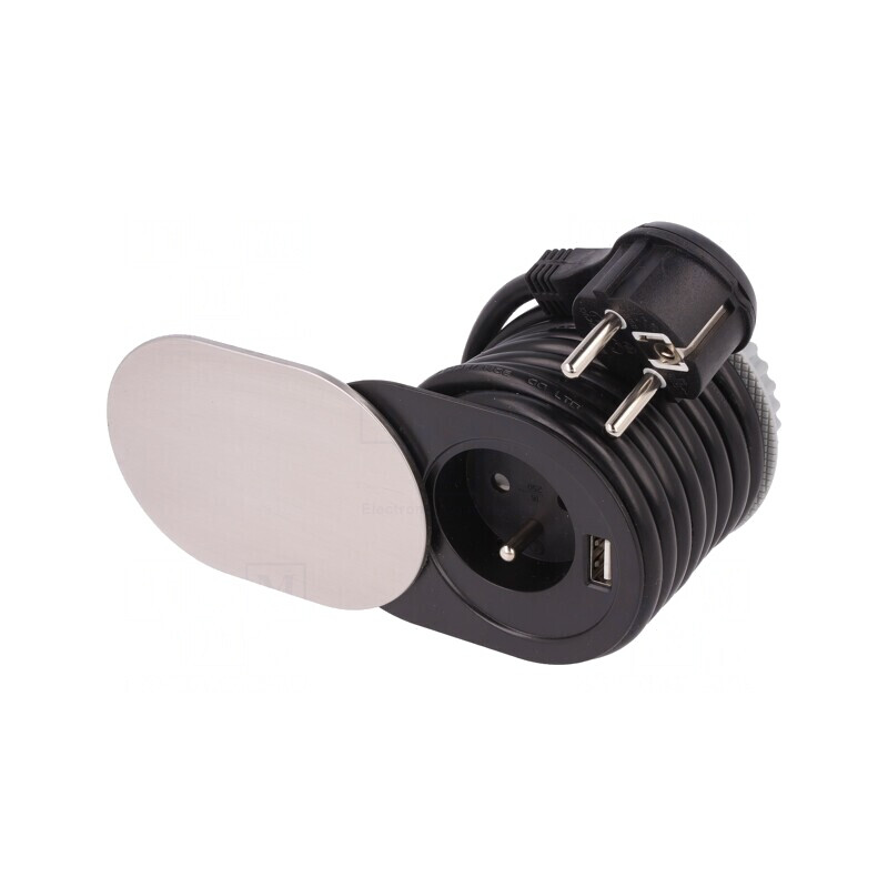 Prelungitor Aluminiu cu Prize pentru Mobilier 16A 3680W | Electronic-mag.ro | Componente Electronice