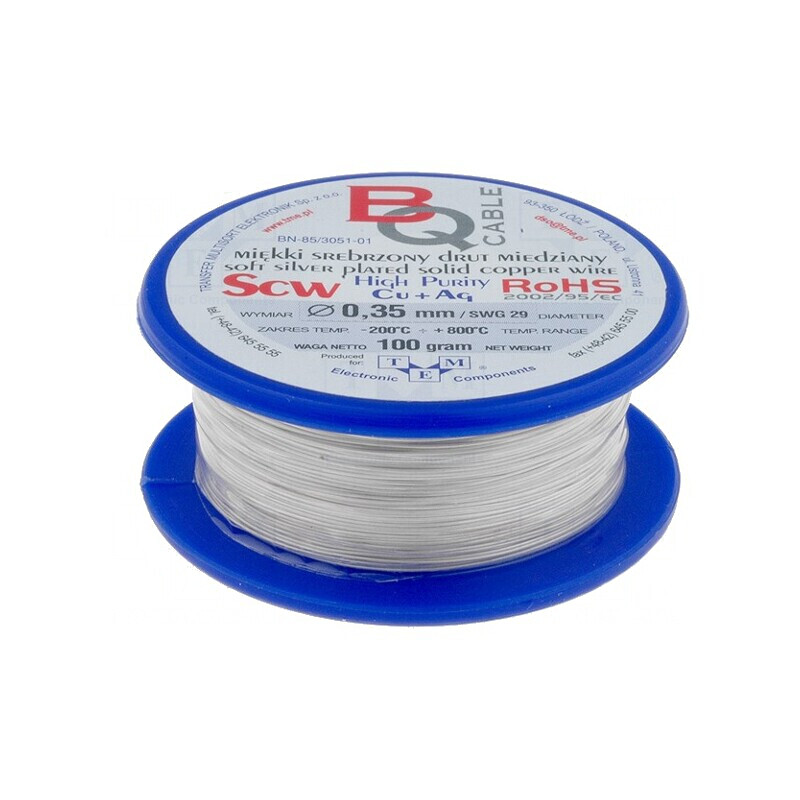 Sârmă de cupru argintată 0,35mm 100g | Electronic-mag.ro | Componente Electronice