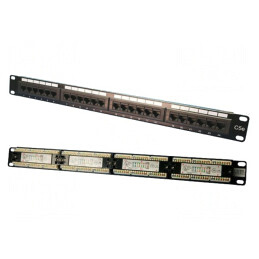 Patch Panel Negru RJ45 24 Porturi Cat 5e