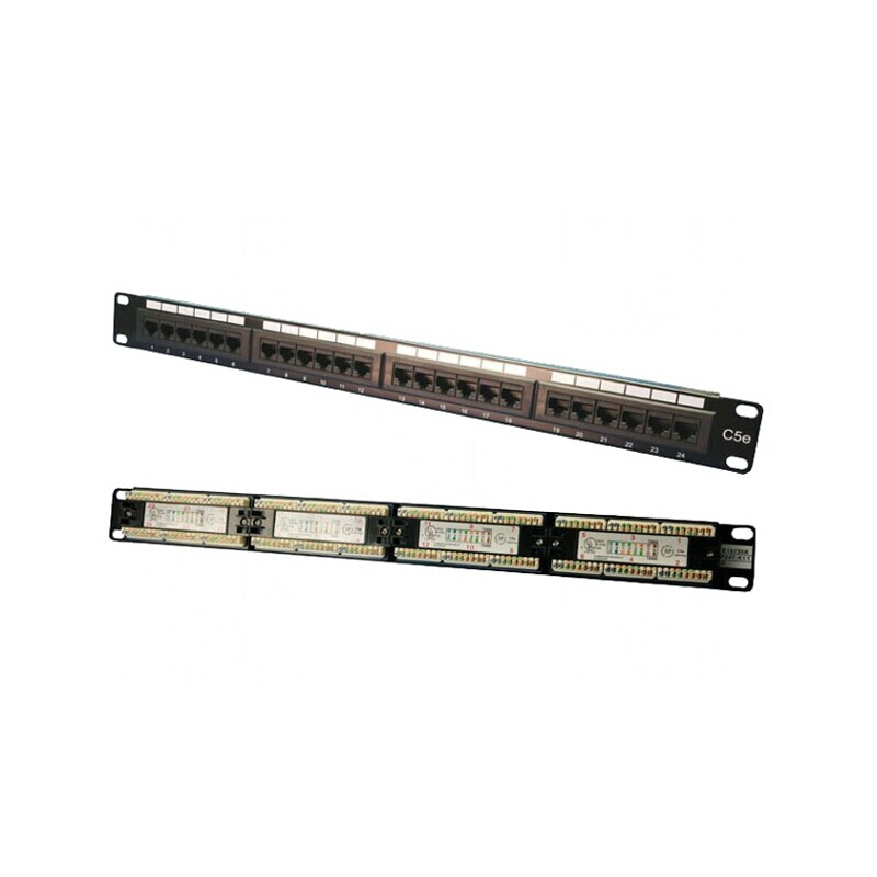 Patch Panel Negru RJ45 24 Porturi Cat 5e | Electronic-mag.ro | Componente Electronice