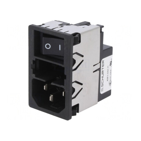 Conector Alimentare AC Soclu Tată 6A 250VAC IEC 60320 KMF | Electronic-mag.ro | Componente Electronice