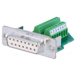 Mufă D-Sub 15-Pini Mamă pe Cablu cu Terminal Șurub | Electronic-mag.ro | Componente Electronice