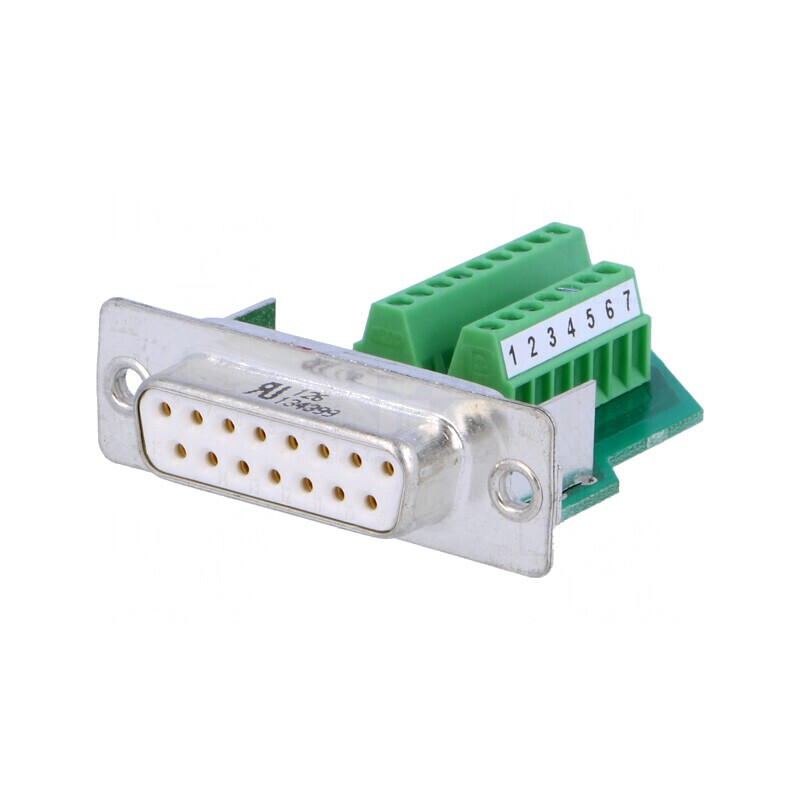 Mufă D-Sub 15-Pini Mamă pe Cablu cu Terminal Șurub | Electronic-mag.ro | Componente Electronice