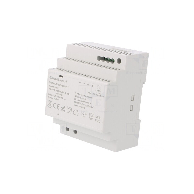 Alimentator pulsatoriu șină DIN 85W 12V 7,1A IP20 | Electronic-mag.ro | Componente Electronice Alimentator pulsatoriu șină DIN 85W 12V 7,1A IP20 | Electronic-mag.ro | Componente Electronice