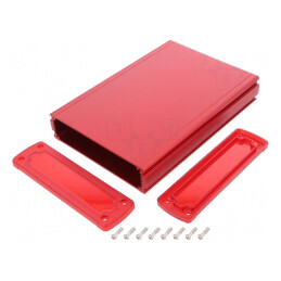 Carcasă universală din aluminiu roșu 146,6x209x41,6 mm | Electronic-mag.ro | Componente Electronice