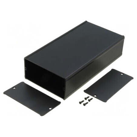Carcasă aluminiu neagră TUF 105x200x52mm | Electronic-mag.ro | Componente Electronice