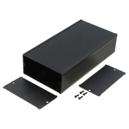 Carcasă aluminiu neagră TUF 105x200x52mm | Electronic-mag.ro | Componente Electronice
