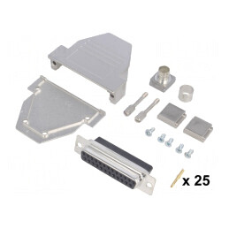 Mufă D-Sub 25 PIN Femelă Crimpată pe Cablu Neagră | Electronic-mag.ro | Componente Electronice