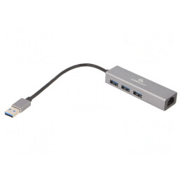 Hub USB | RJ45,USB A soclu x3,USB A mufă | USB 3.0 | PnP | 5Gbps | A-AMU3-LAN-01