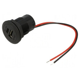 Încărcător Auto USB A și USB C 3A 5V Negru