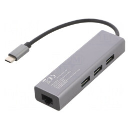 Adaptor USB-Fast Ethernet cu Hub USB 3.0 și 3.1, 0,17m | Electronic-mag.ro | Componente Electronice