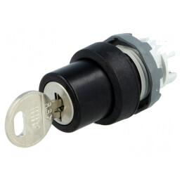 Comutator Rotativ cu Cheie 22mm 2 Pini Negru | Electronic-mag.ro | Componente Electronice