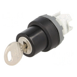 Comutator rotativ cu cheie 22mm 2 poziții negru | Electronic-mag.ro | Componente Electronice