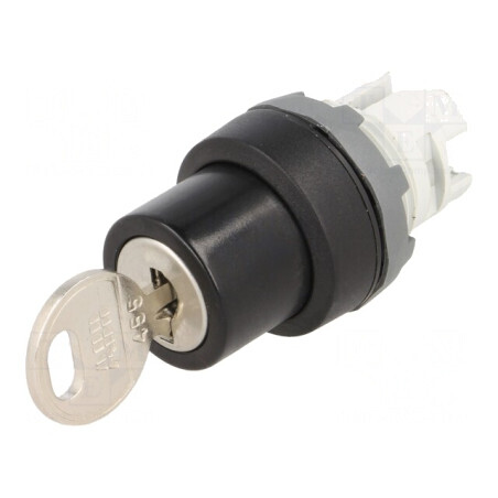 Comutator rotativ cu cheie 22mm 2 poziții negru | Electronic-mag.ro | Componente Electronice