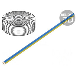 Cablu bandă litat Cu 3x0,14mm2 PVC albastru/galben | Electronic-mag.ro | Componente Electronice