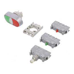 Comutator Dublu cu LED Roșu/Verde 22mm | Electronic-mag.ro | Componente Electronice