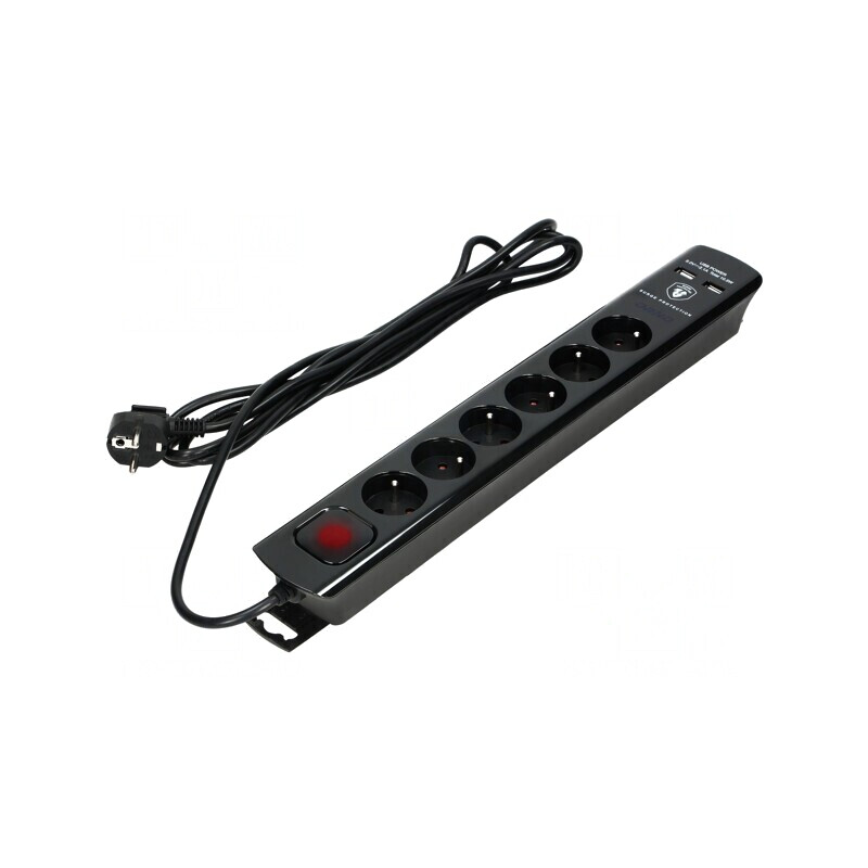 Prelungitor cu 6 Prize și Protecție la Supratensiune 10A | Electronic-mag.ro | Componente Electronice