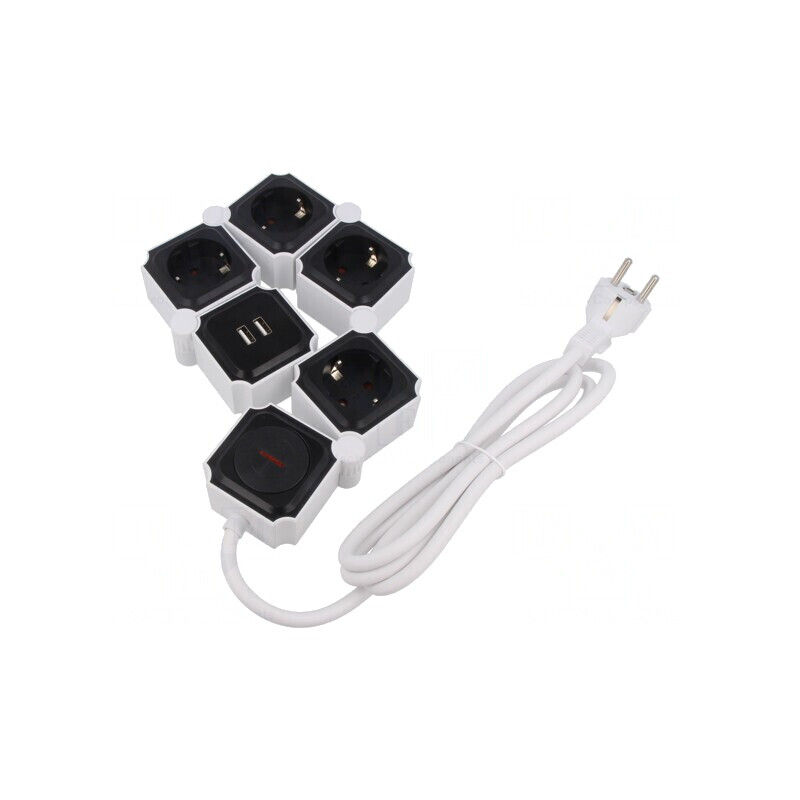 Prelungitor 5 Prize 230V 16A Alb | Electronic-mag.ro | Componente Electronice