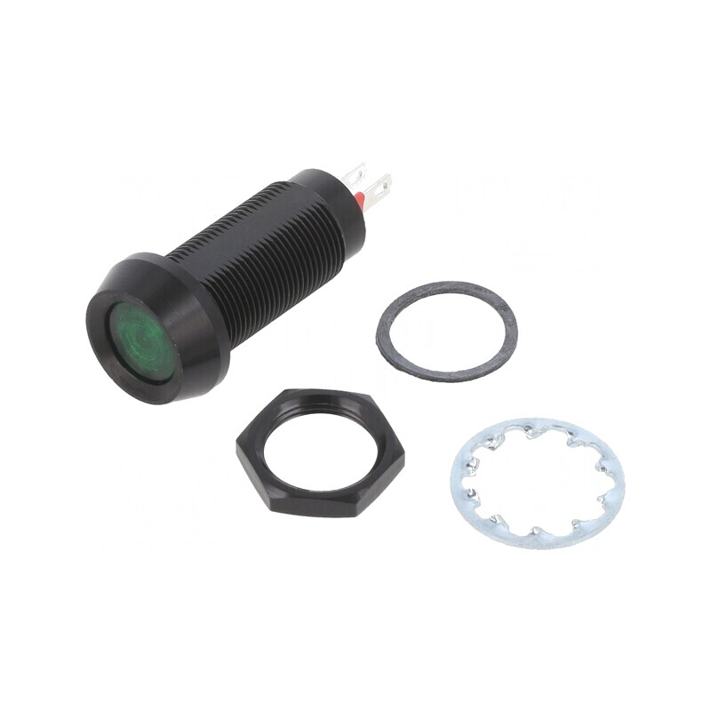 Lampa de control LED verde 5-6V DC Ø12.7mm IP67 | Electronic-mag.ro | Componente Electronice
