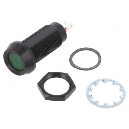 Lampa de control LED verde 5-6V DC Ø12.7mm IP67 | Electronic-mag.ro | Componente Electronice